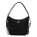 Chanel Lambskin Quilted Maxi Hobo Black
