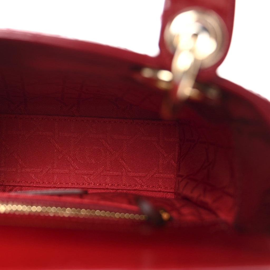Christian Dior Patent Cannage Mini Lady Dior Red