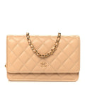 Chanel Caviar Quilted Wallet on Chain WOC Beige