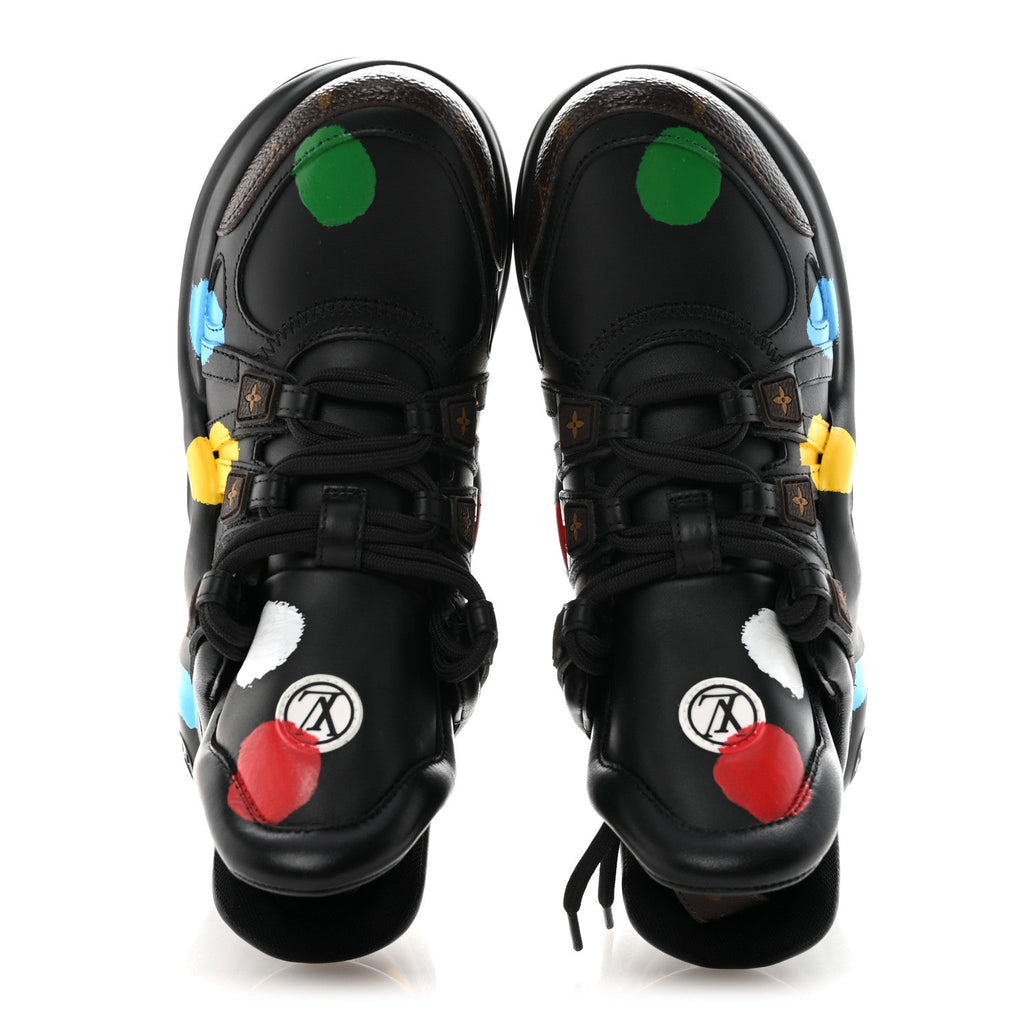 Louis Vuitton X YK Calfskin Patent Monogram Archlight Sneakers 37 Black