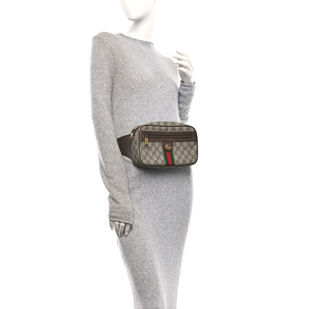 Gucci Soft GG Supreme Monogram Medium Ophidia Belt Bag Dark Brown