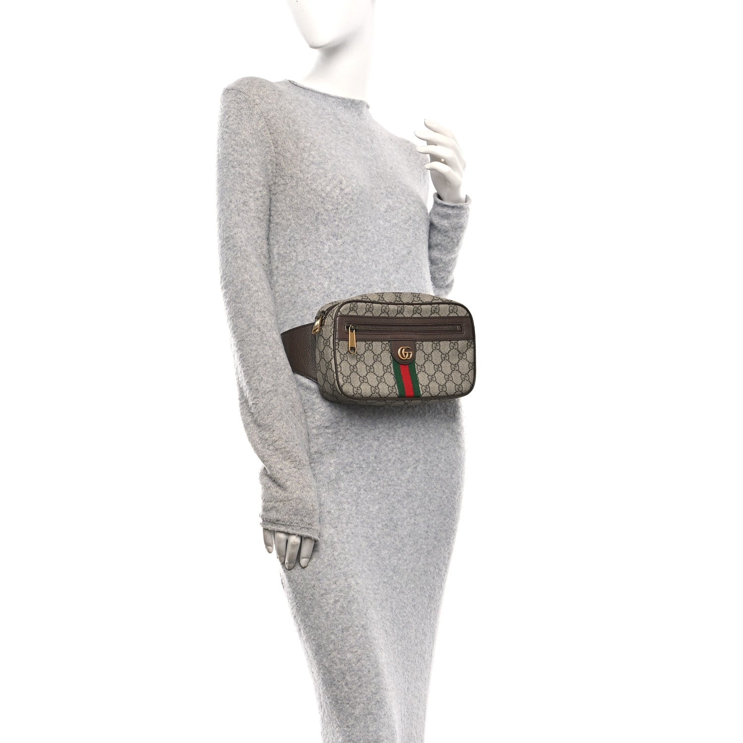 Gucci Soft GG Supreme Monogram Medium Ophidia Belt Bag Dark Brown