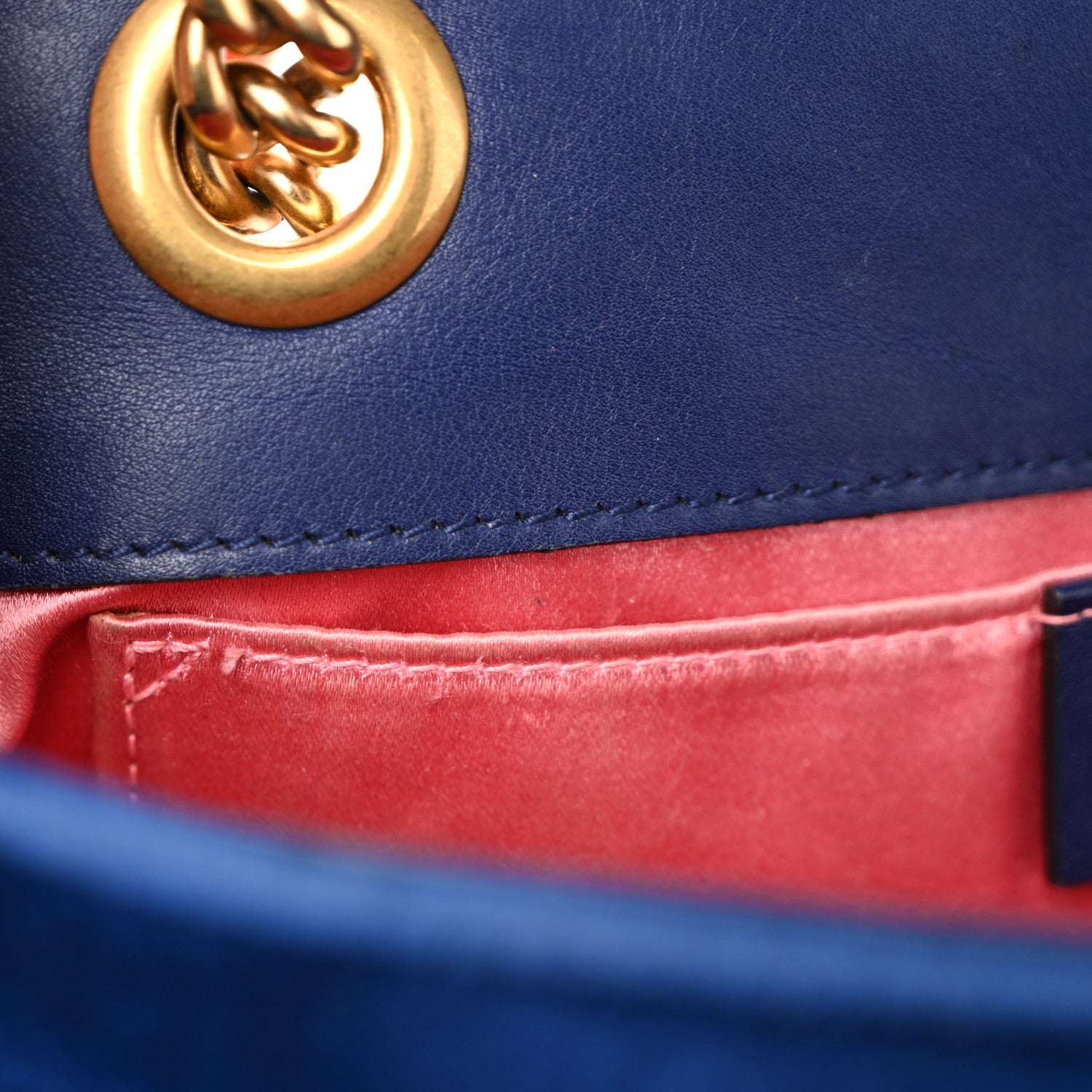 Gucci Velvet Matelasse Mini GG Marmont Shoulder Bag Cobalt Blue