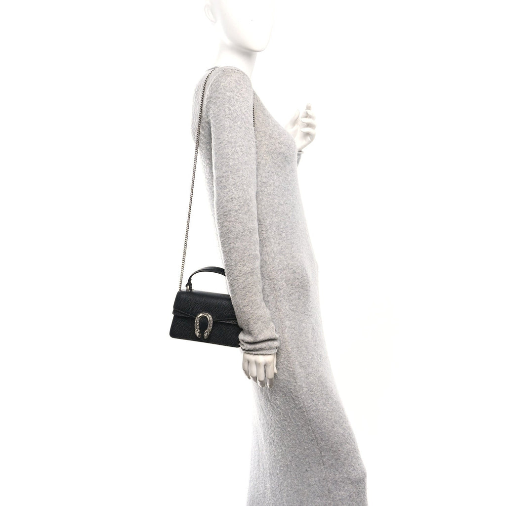 Gucci Dollar Calfskin Crystal Mini Dionysus Top Handle Bag Black Crystal