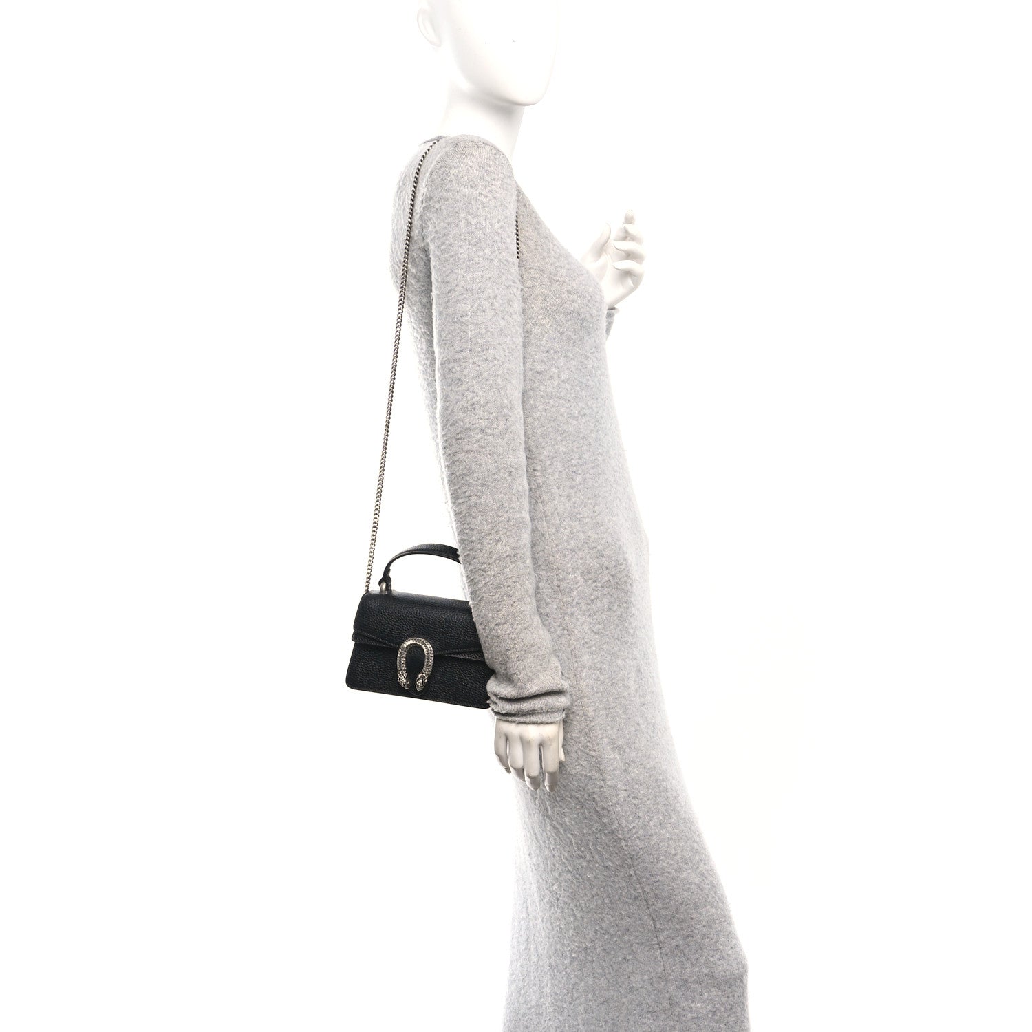 Gucci Dollar Calfskin Crystal Mini Dionysus Top Handle Bag Black Crystal