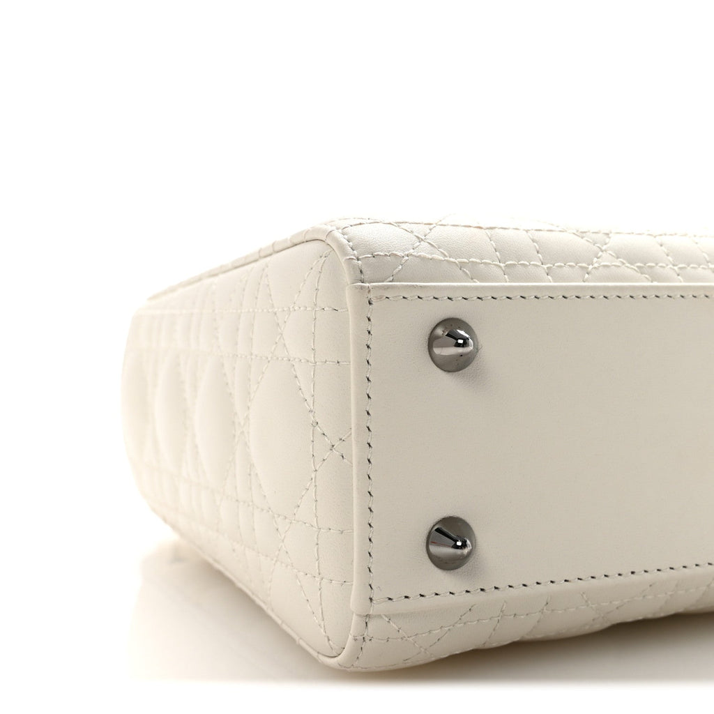 Christian Dior Lambskin Cannage Small My ABCDior Lady Dior White