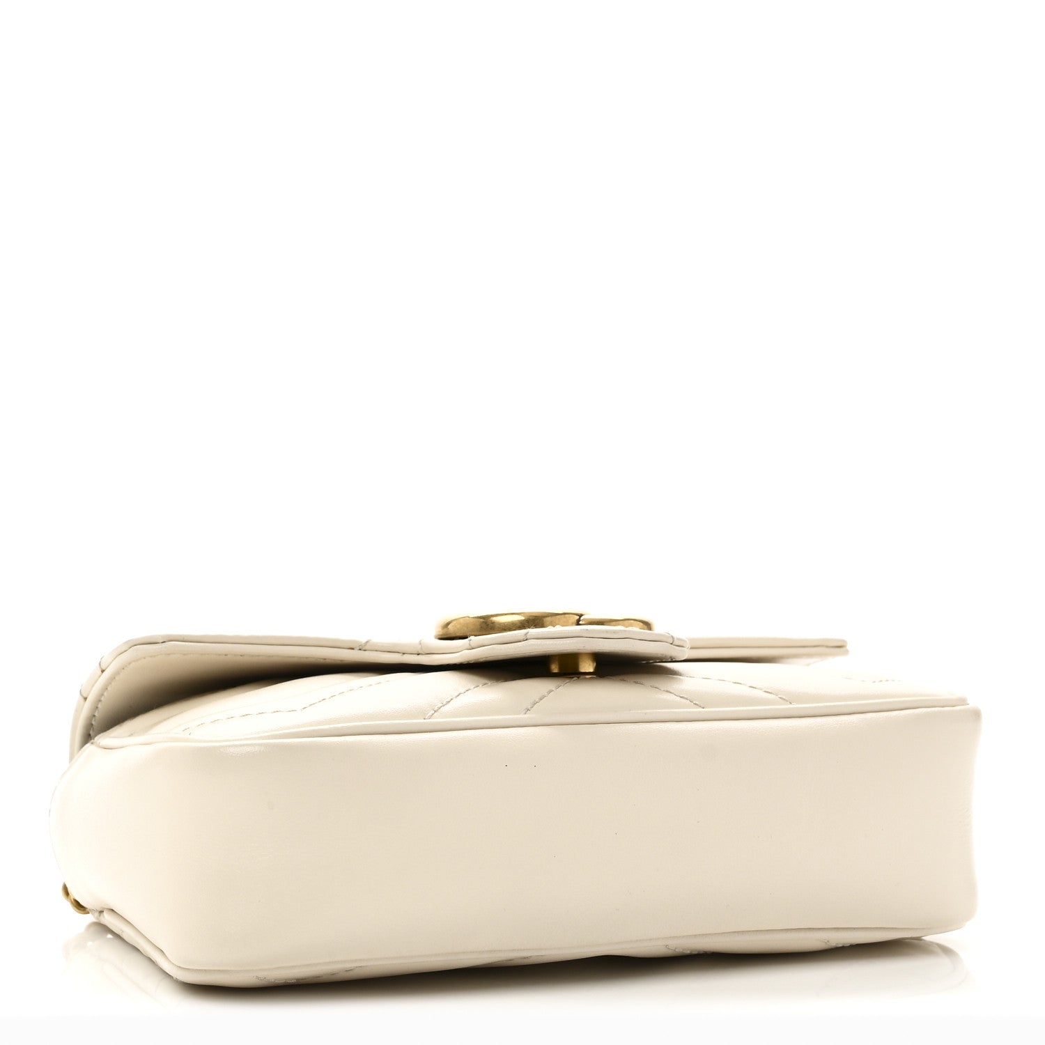 Gucci Calfskin Matelasse Super Mini GG Marmont Shoulder Bag White