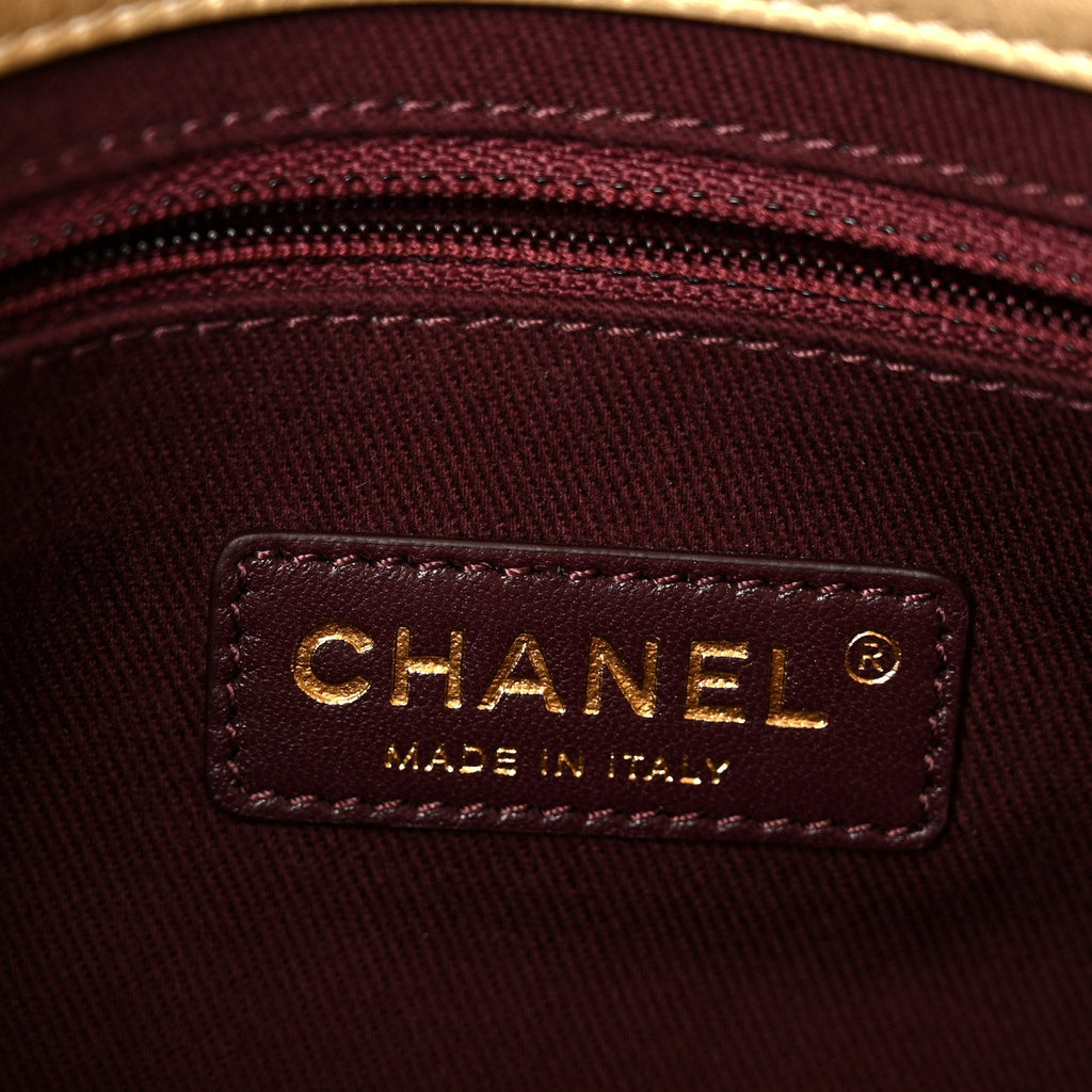 Chanel Metallic Aged Calfskin Quilted CC Square Flap Light Gold