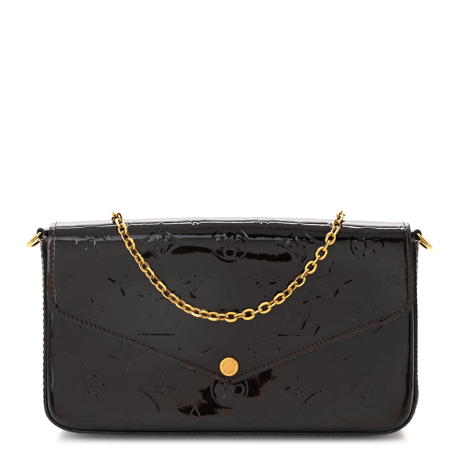 Louis Vuitton Vernis Pochette Felicie Chain Wallet Amarante