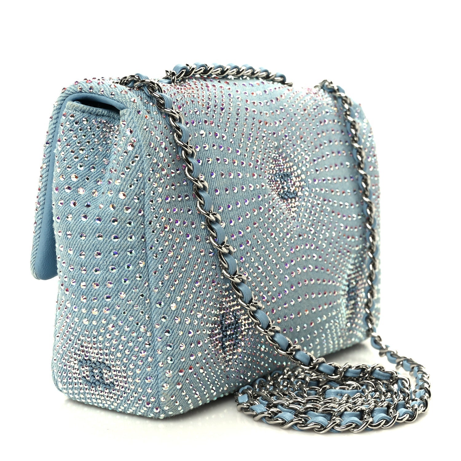 Chanel Denim Strass Evening Flap Bag Blue