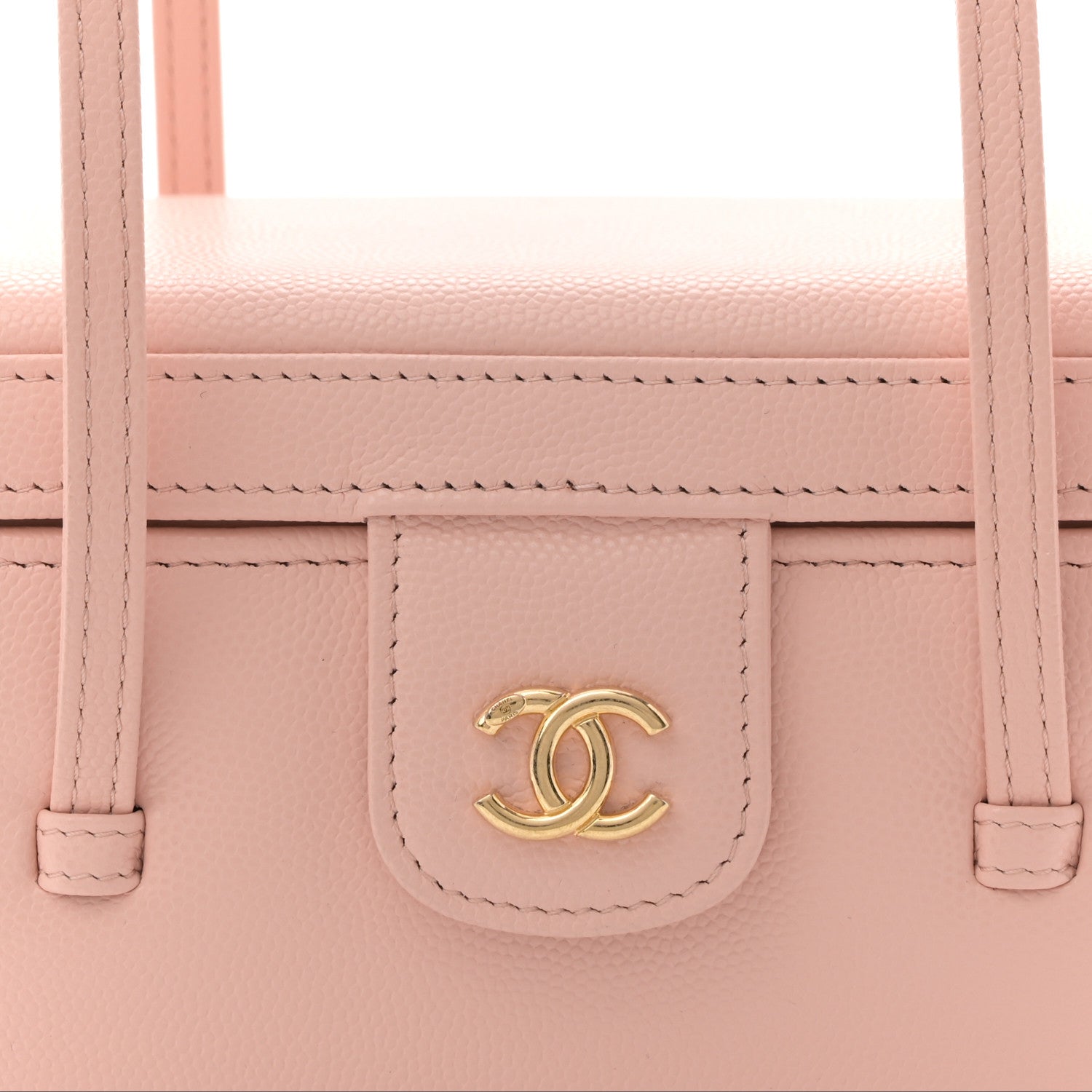 Chanel Shiny Caviar Preppy Coco Long Vanity With Strap Light Pink
