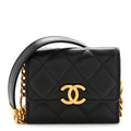 Chanel Caviar Quilted Bracelet On Chain Clutch Black