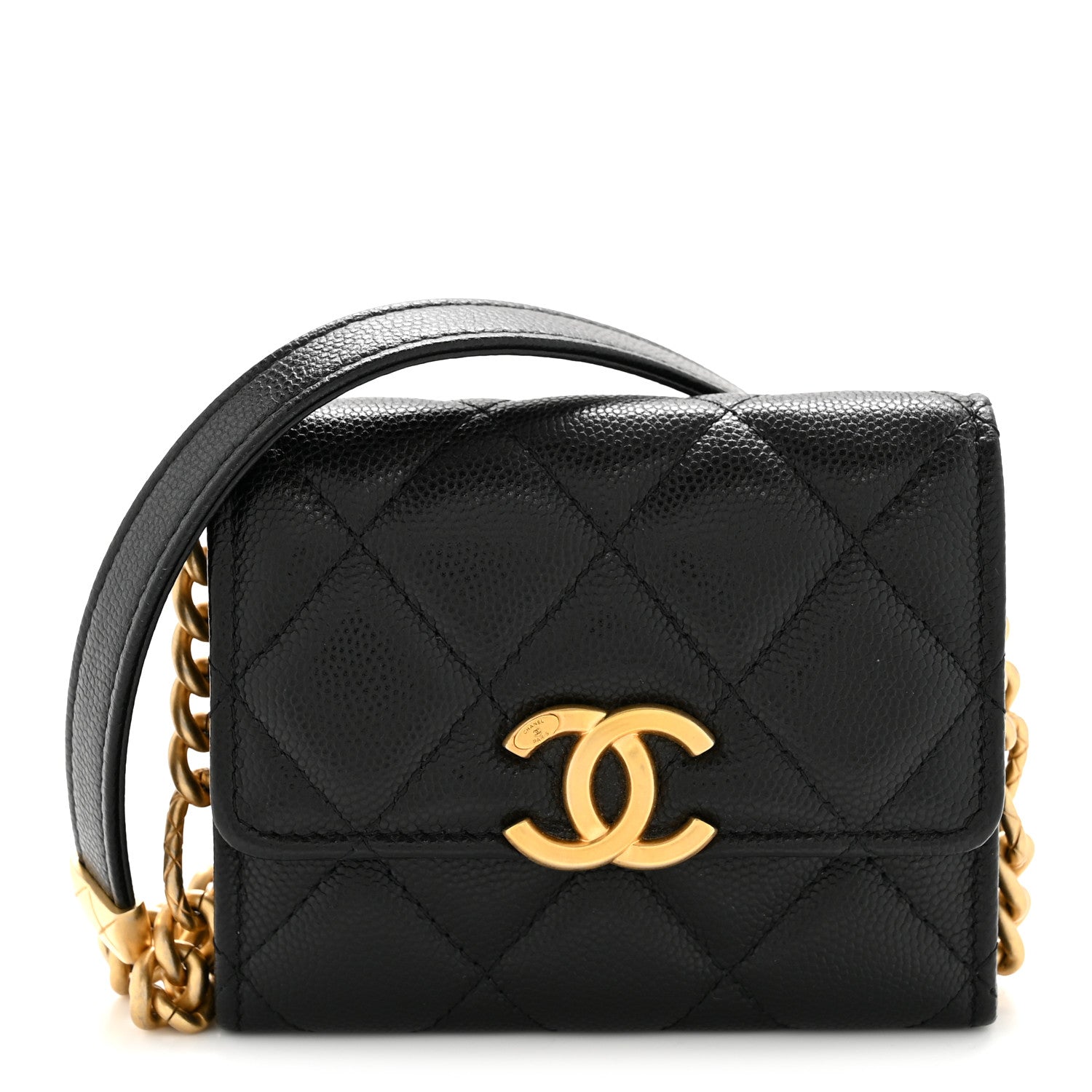 Chanel Caviar Quilted Bracelet On Chain Clutch Black