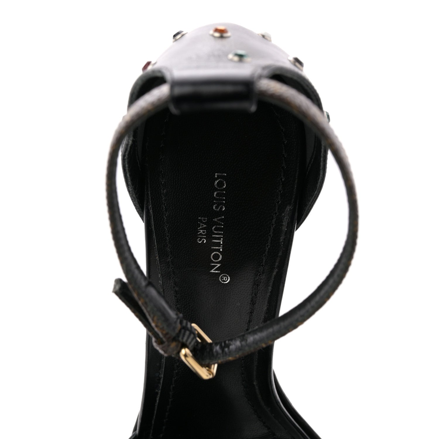 Louis Vuitton Calfskin Studded Fame Platform Sandals 37 Black