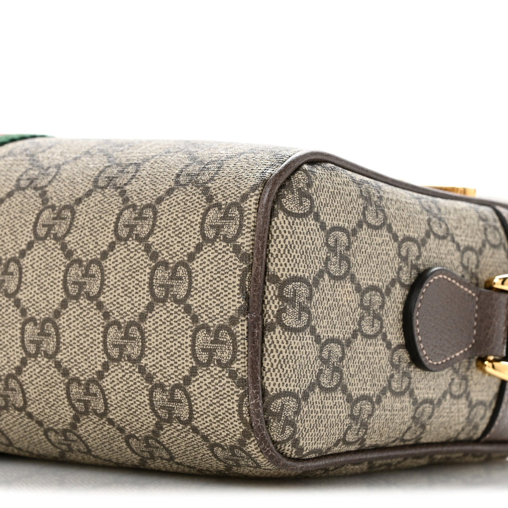 Gucci GG Supreme Monogram Web Small Ophidia Shoulder Bag Brown