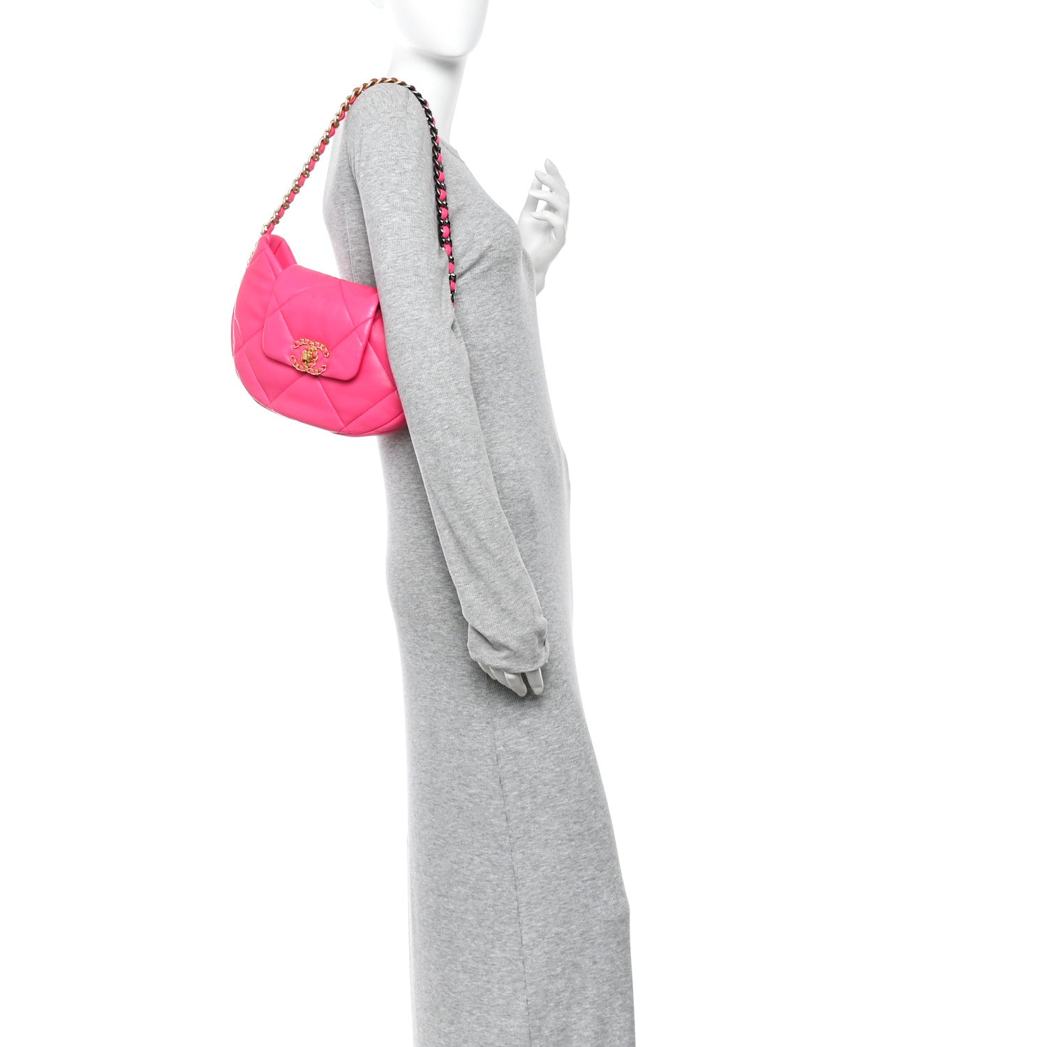 Chanel Lambskin Quilted Chanel 19 Hobo Pink