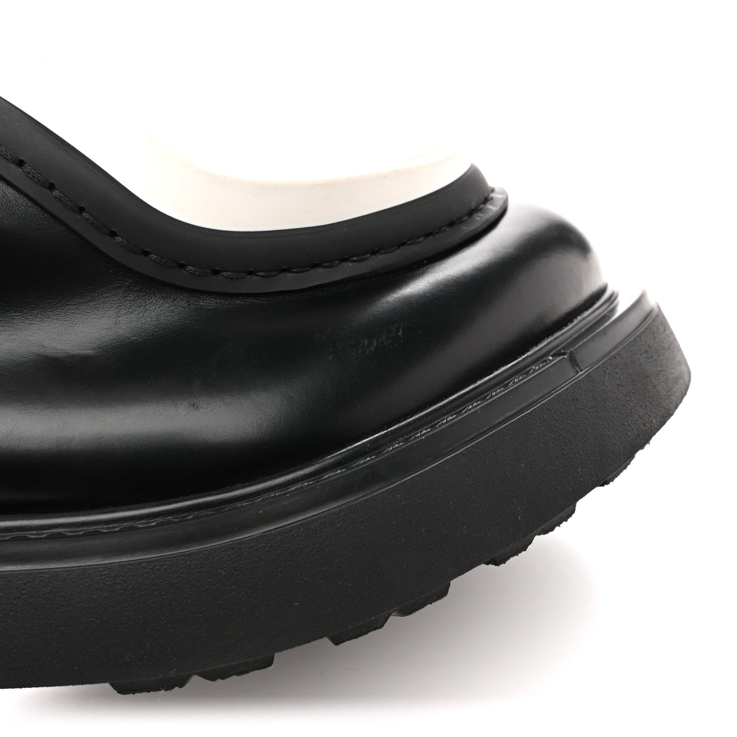 Prada Spazzolato Rois Monolith 55mm Derby Loafers 36.5 Black White