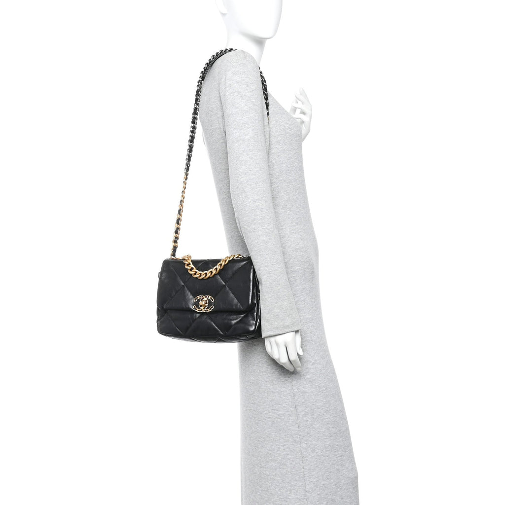 Chanel Lambskin Quilted Medium Chanel 19 Flap Black