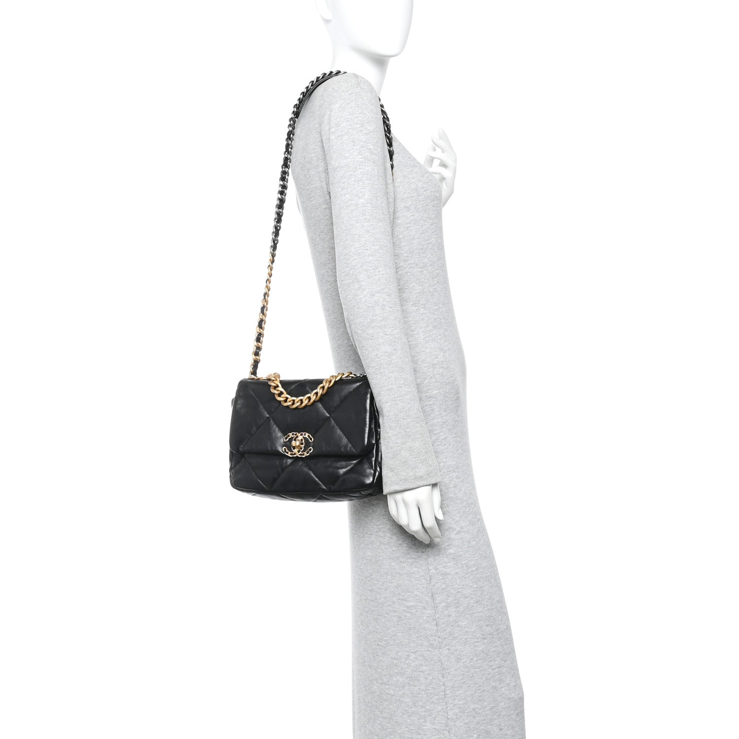 Chanel Lambskin Quilted Medium Chanel 19 Flap Black