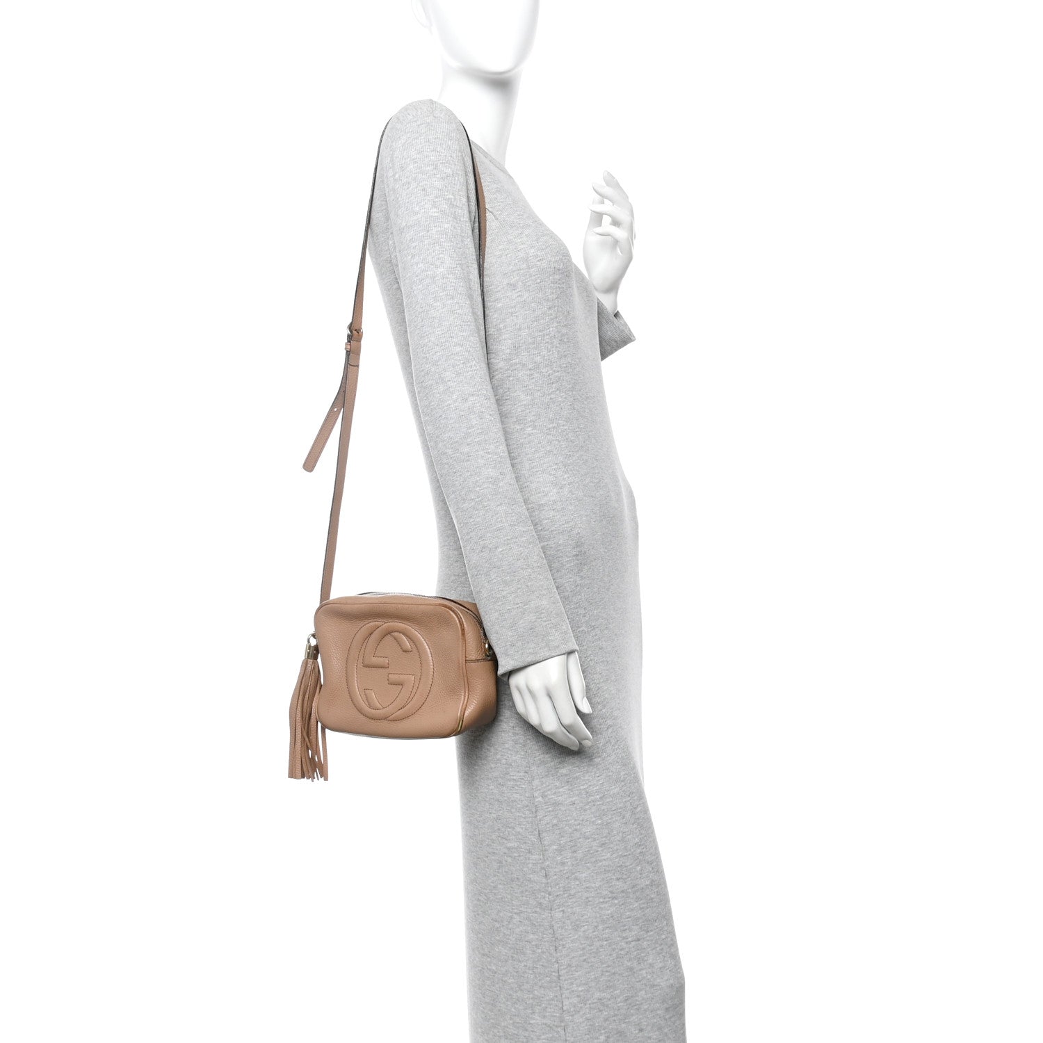 Gucci Pebbled Calfskin Small Soho Disco Bag Camelia
