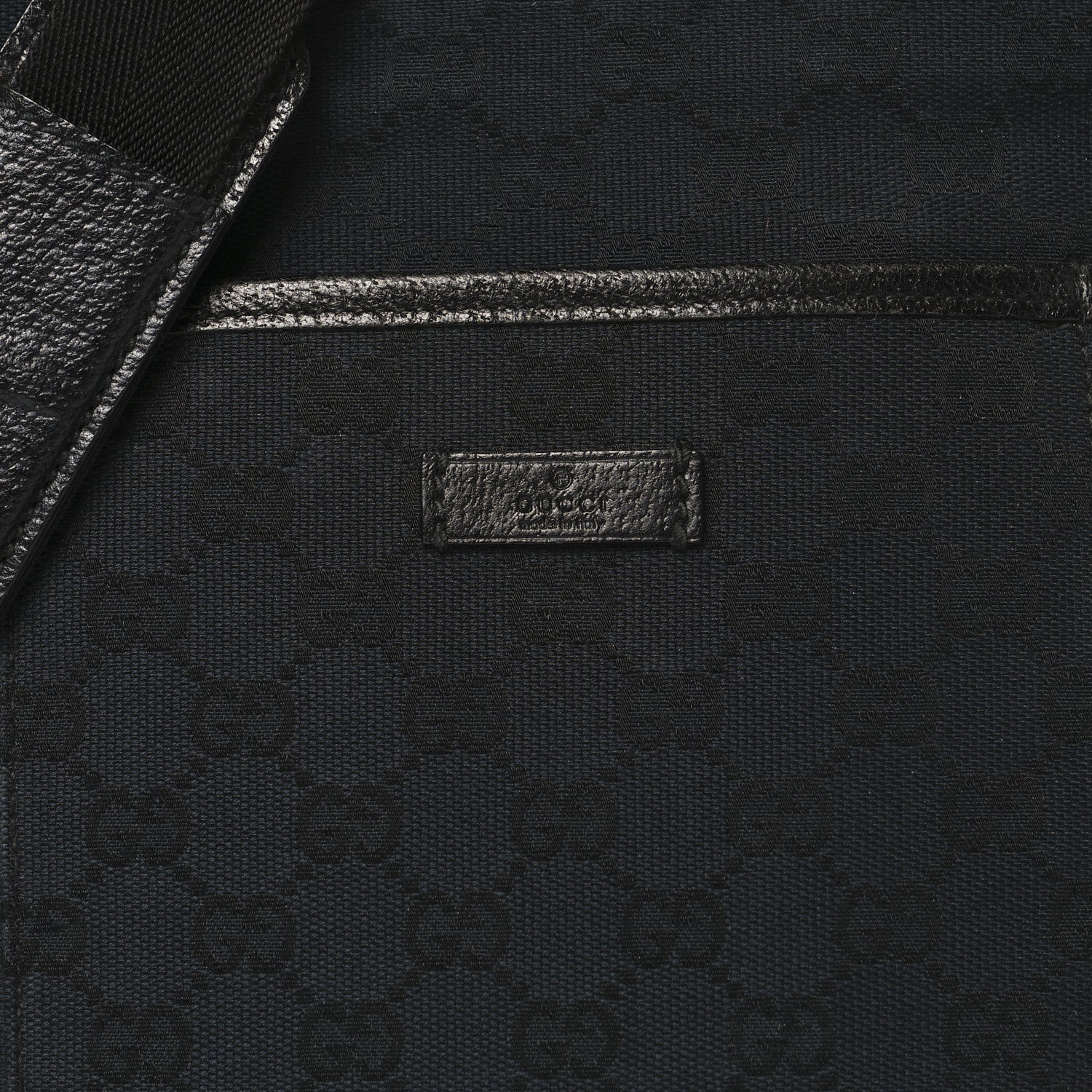 Gucci Monogram Flat Messenger Bag Black