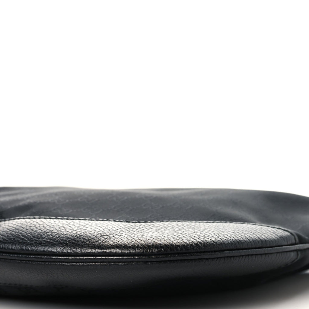 Gucci Denim Monogram Large Half Moon Hobo Black