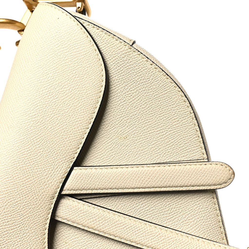 Christian Dior Grained Calfskin Saddle Bag White