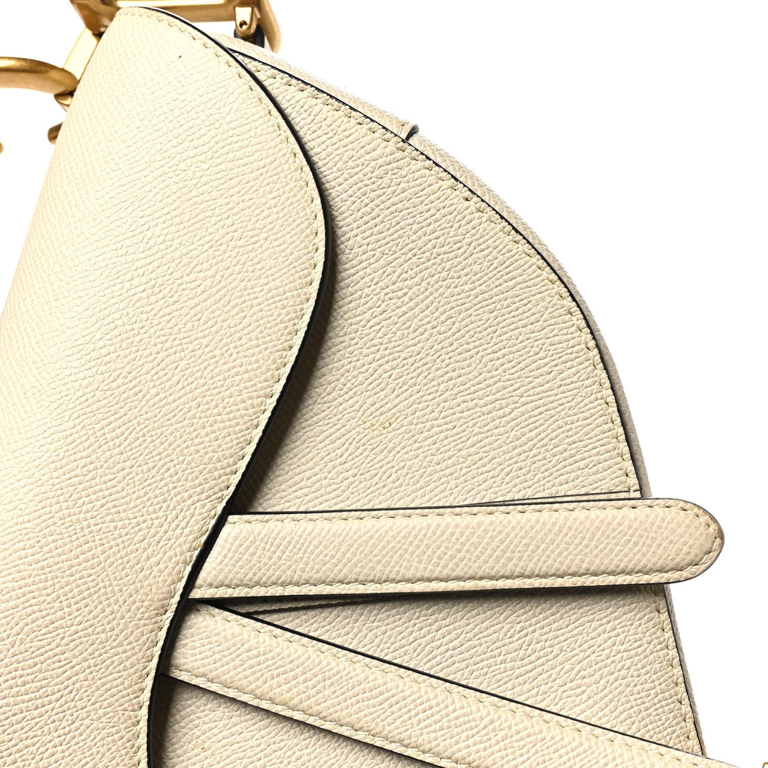 Christian Dior Grained Calfskin Saddle Bag White