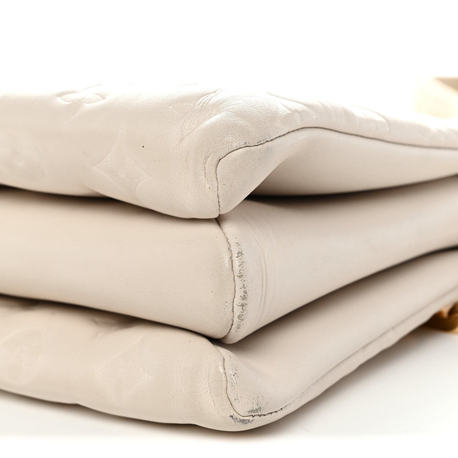 Louis Vuitton Lambskin Embossed Monogram Coussin PM Beige Cream
