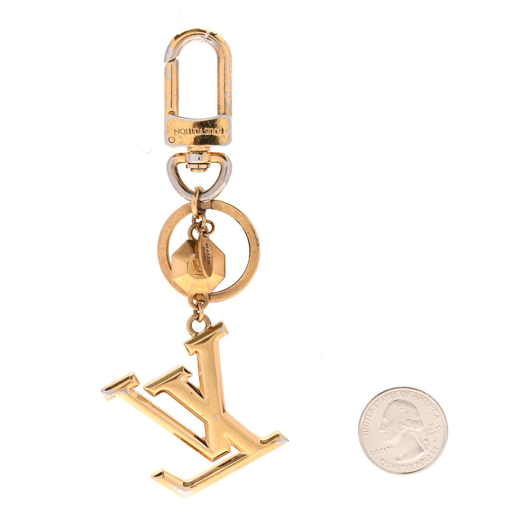 Louis Vuitton Metal LV Facettes Bag Charm Key Holder Gold