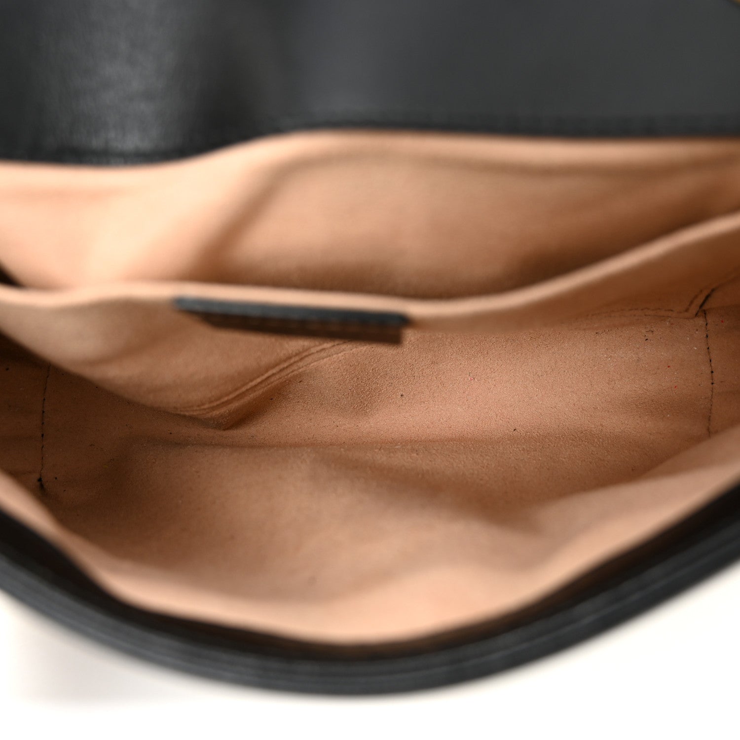 Gucci Calfskin Matelasse Small GG Marmont Shoulder Bag Black