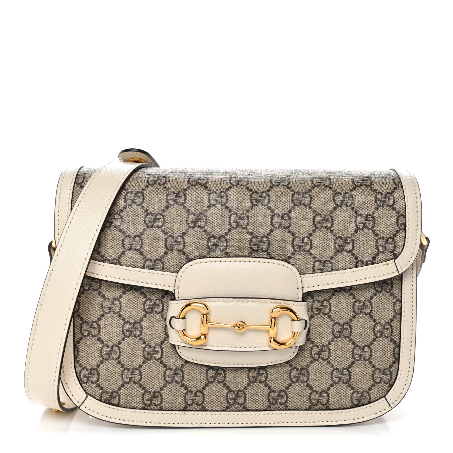 Gucci GG Supreme Monogram Horsebit 1955 Shoulder Bag Beige Mystic White
