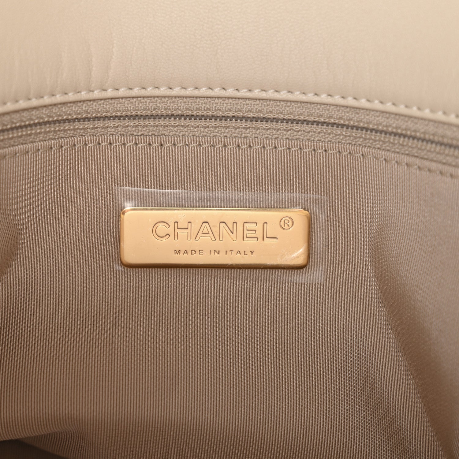 Chanel Goatskin Quilted Maxi Chanel 19 Flap Beige