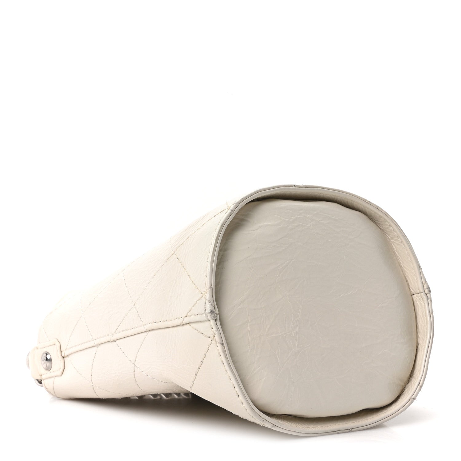 Chanel Crumpled Calfskin Bucket Bag White