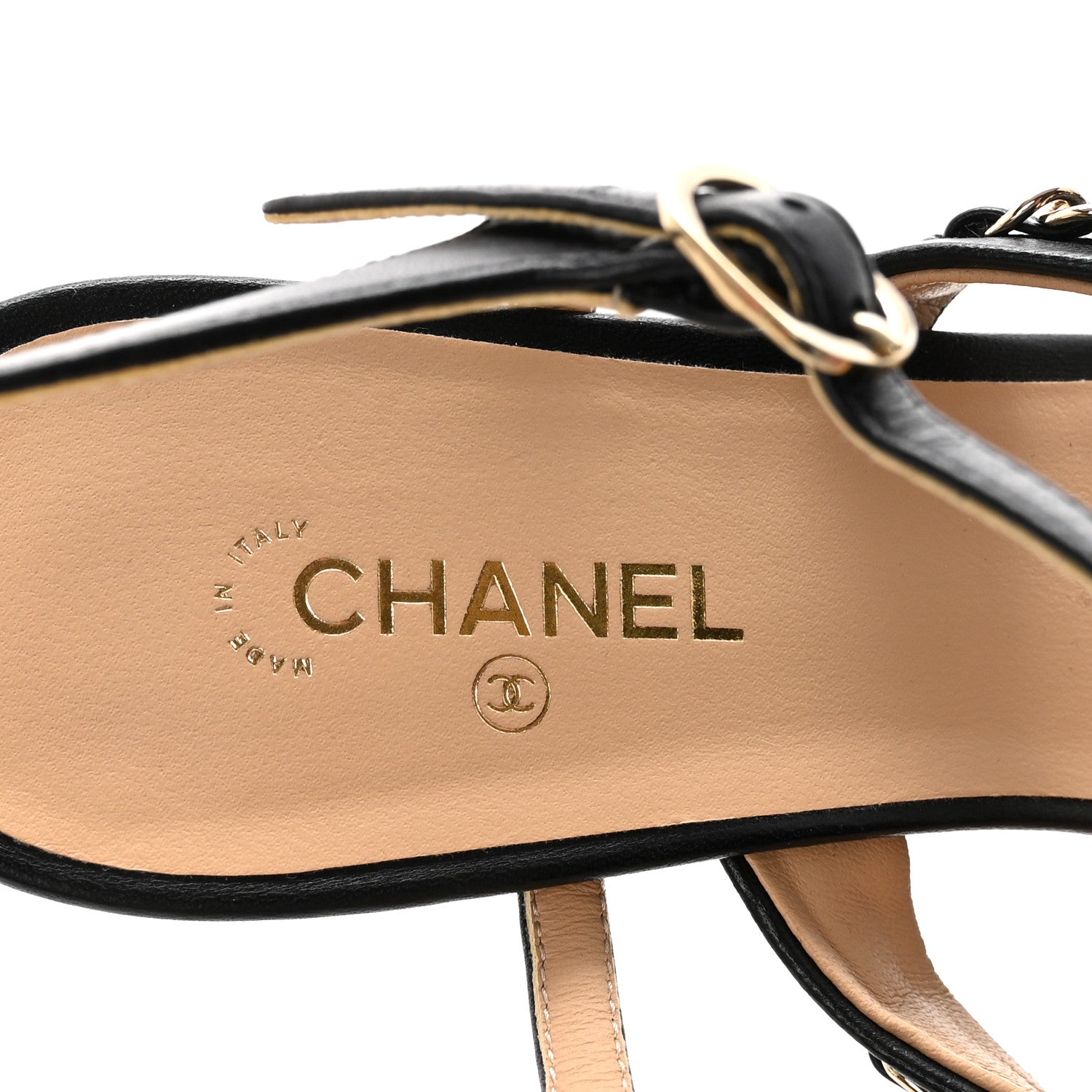 Lambskin Chain Strap Sandals 41 Black