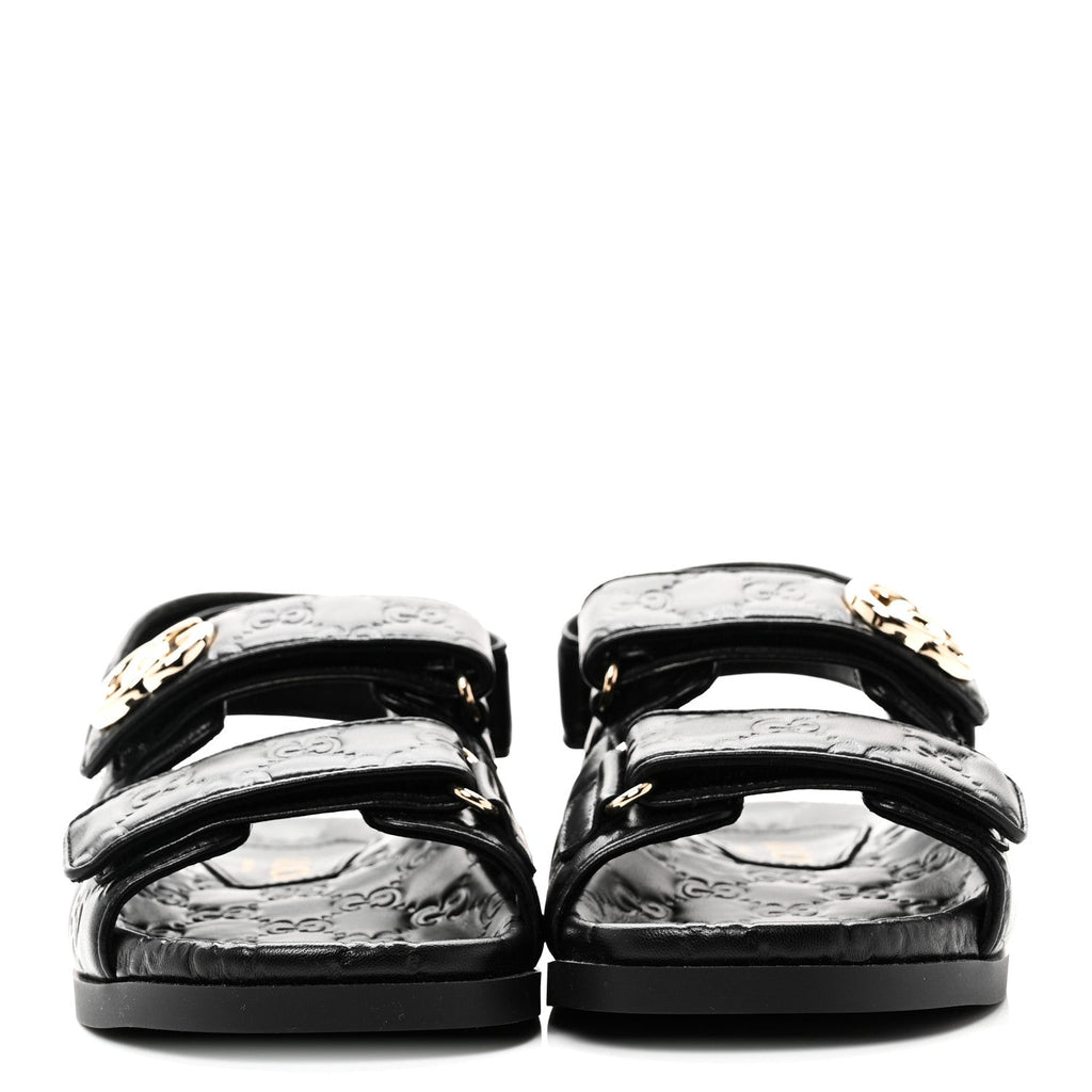 Gucci Guccissima GG Embossed Womens Sandals 35 Black