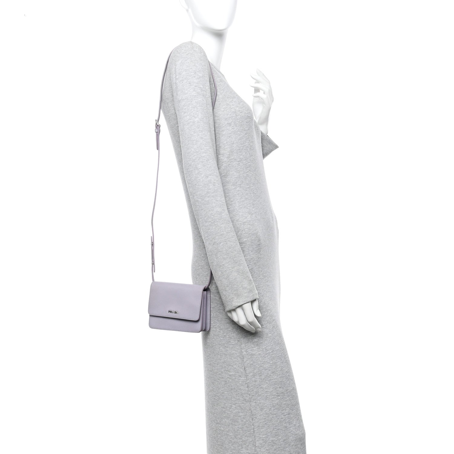 Prada Saffiano Lux Crossbody Bag Glicine