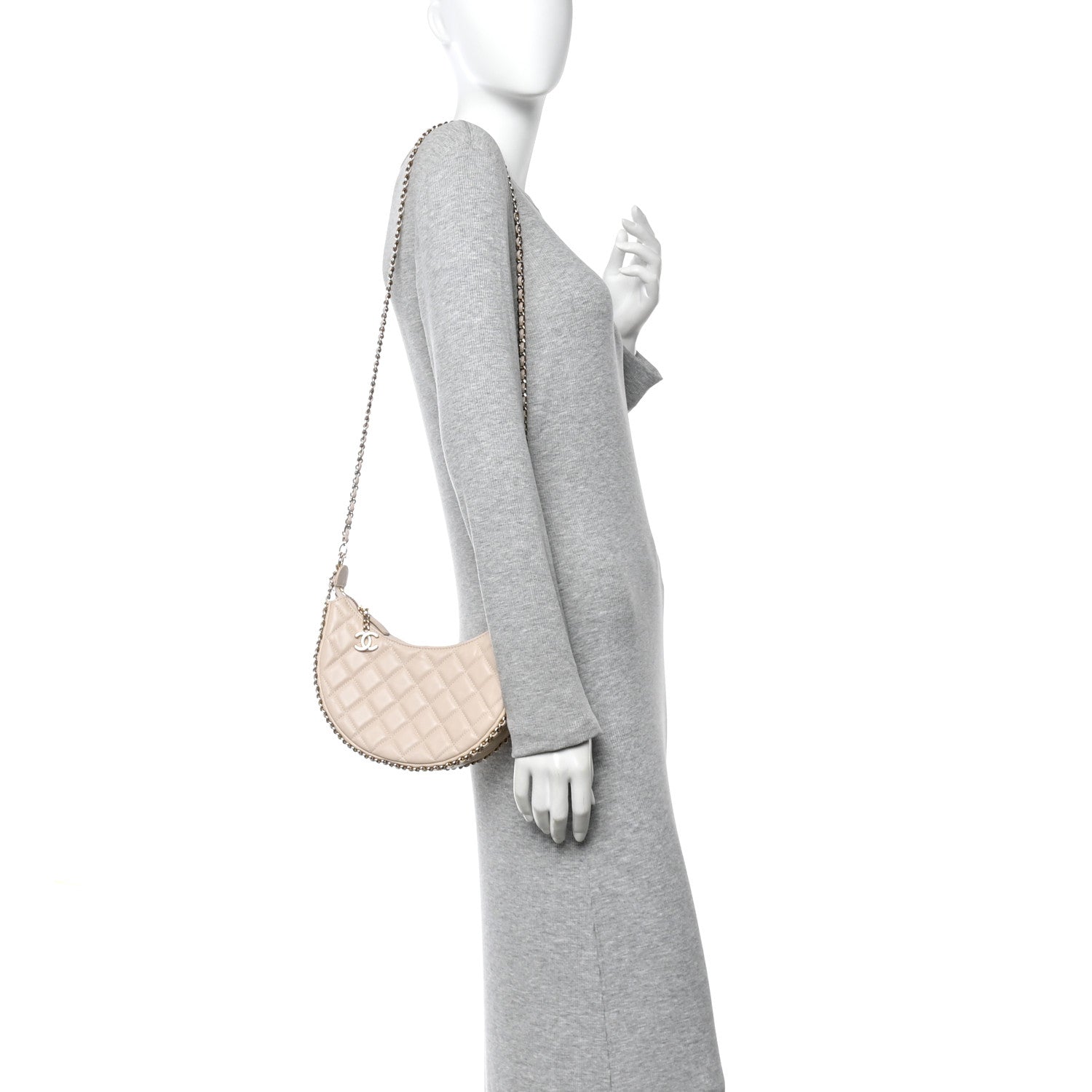Chanel Lambskin Quilted Small Hobo Bag Light Beige