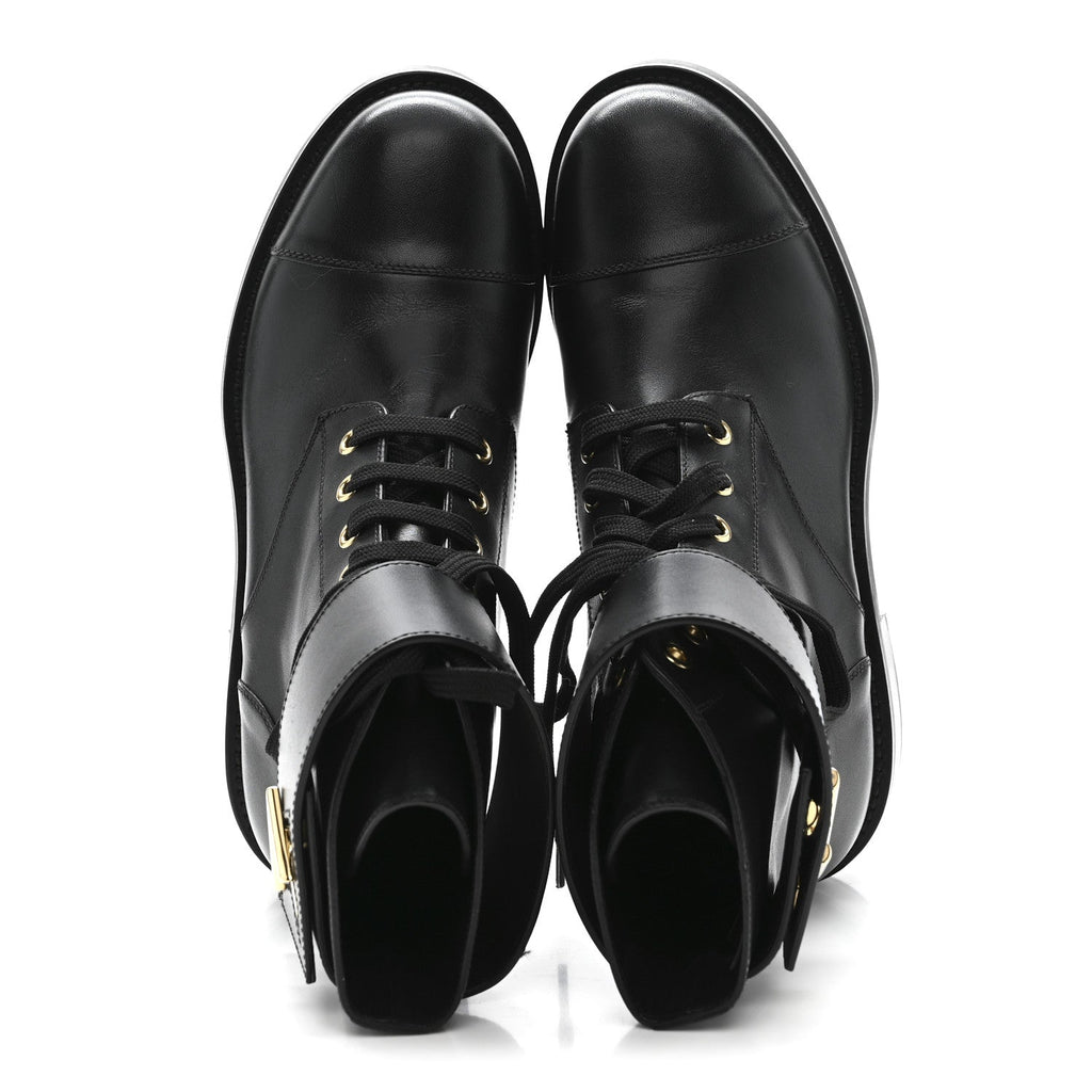 Louis Vuitton Calfskin Wonderland Flat Ranger Boots 37 Black