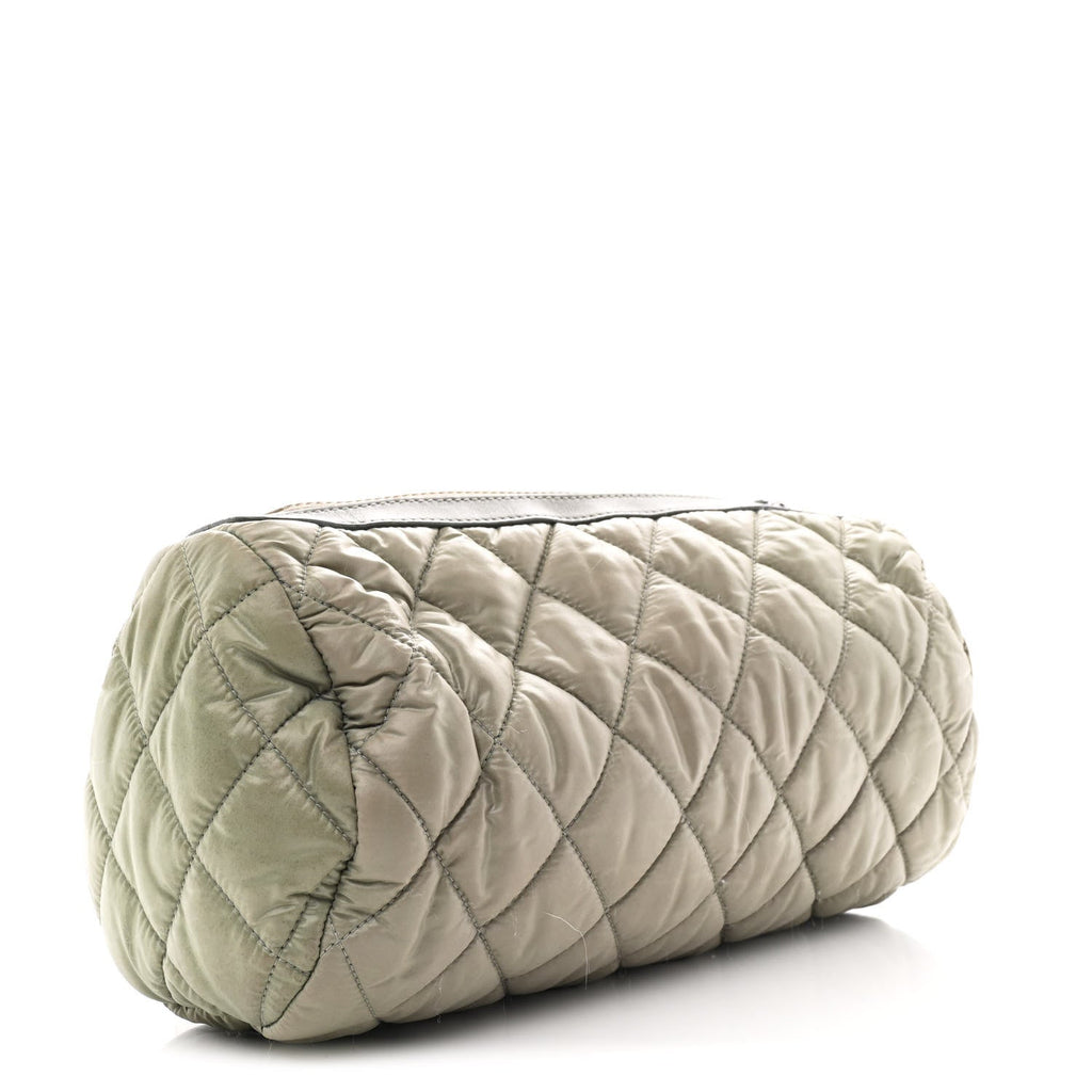 Nylon Quilted Cocoon Wristlet Grey