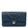 Chanel Lambskin Quilted Medium Double Flap Navy