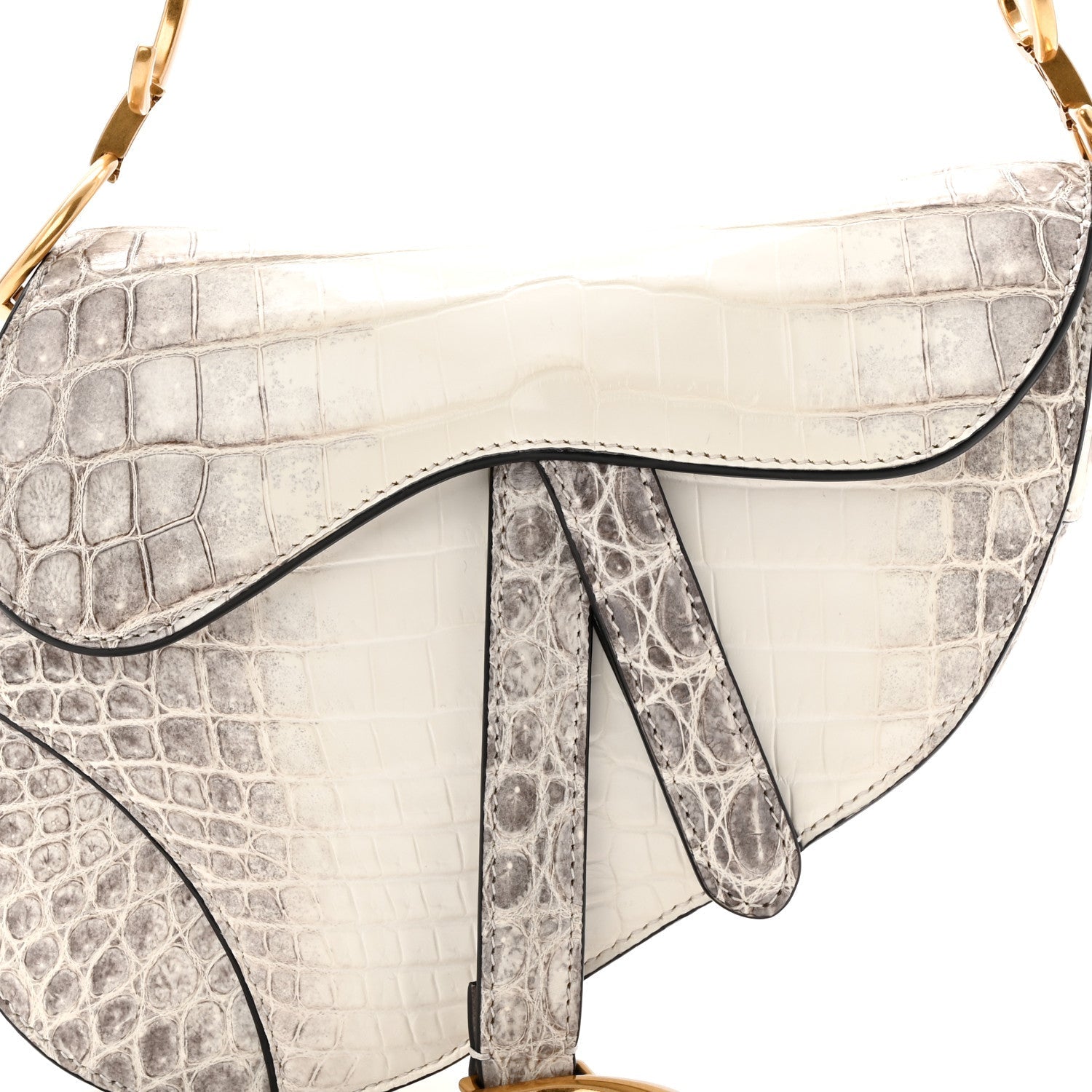 Christian Dior Niloticus Crocodile Himalaya Mini Saddle Bag Latte