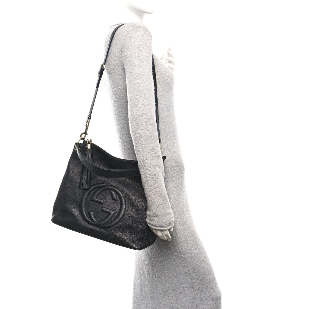Gucci Pebbled Calfskin Large Soho Hobo Black