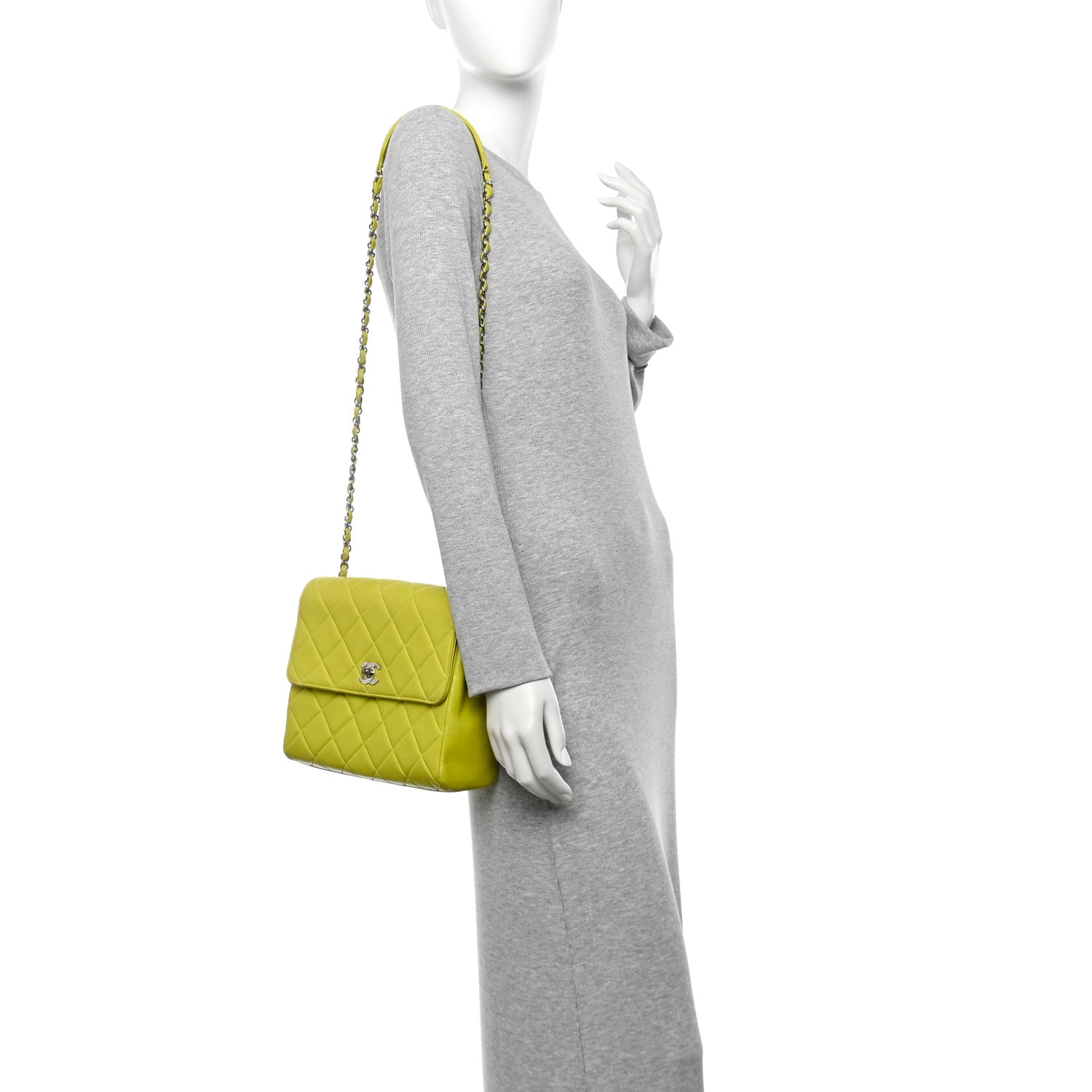 Chanel Lambskin Quilted CC Single Flap Green