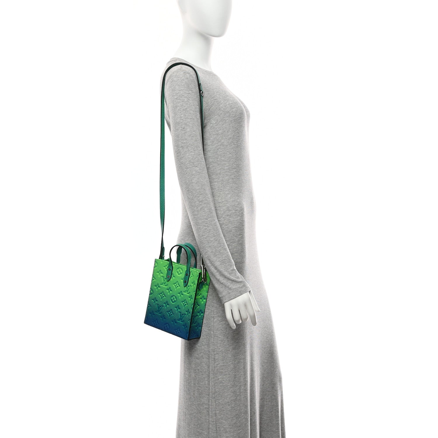 Louis Vuitton Taurillon Illusion Sac Plat XS Bleu Vert
