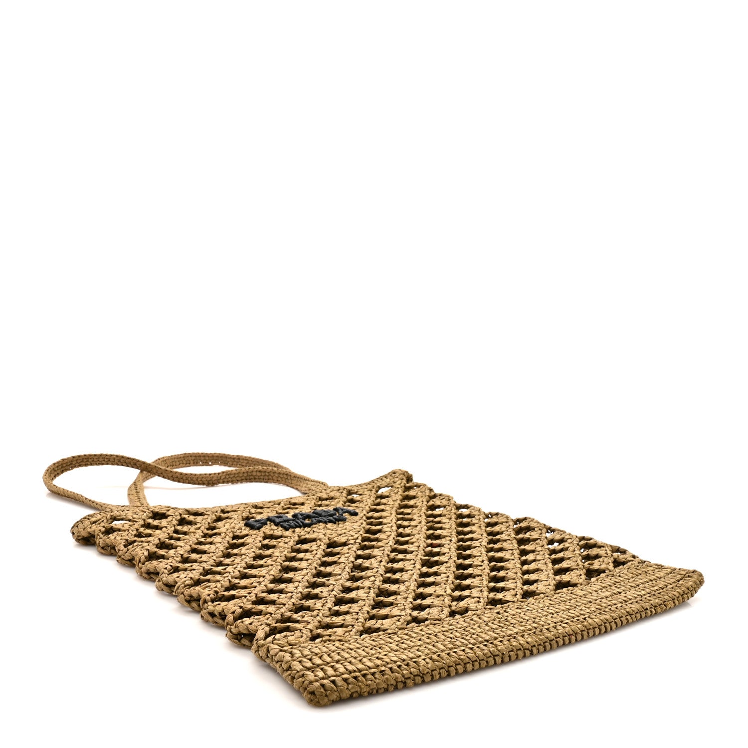 Prada Yarn Raffia Effect Embroidered Logo Tote Oliva