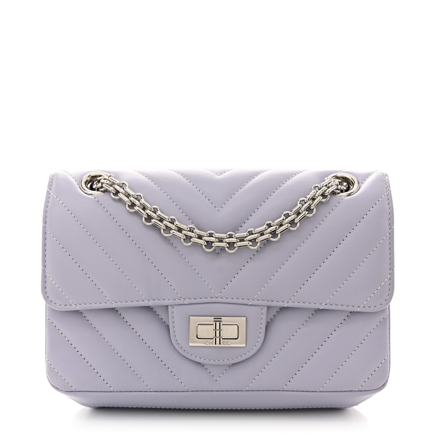 Chanel Aged Calfskin Chevron Quilted 2.55 Reissue Mini Flap Light Purple