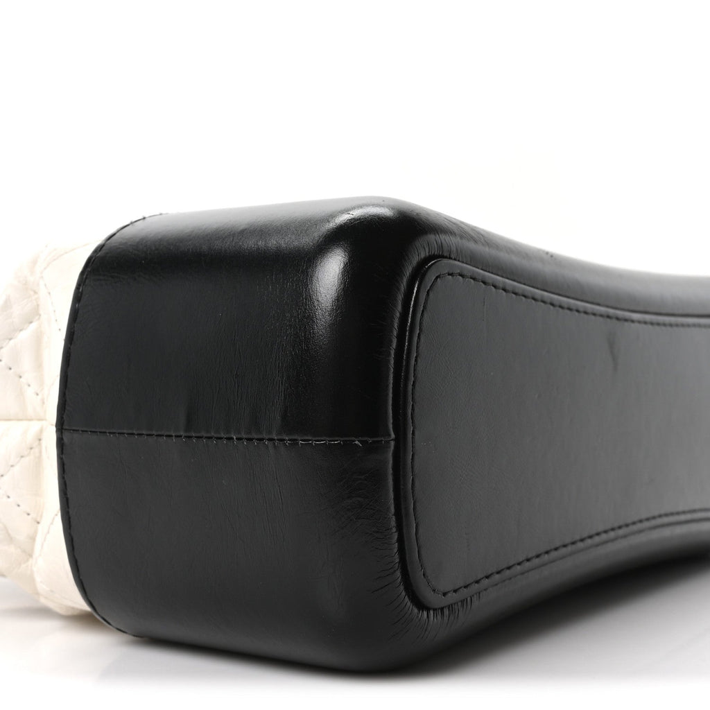 Chanel Aged Calfskin Quilted Medium Gabrielle Hobo Black White