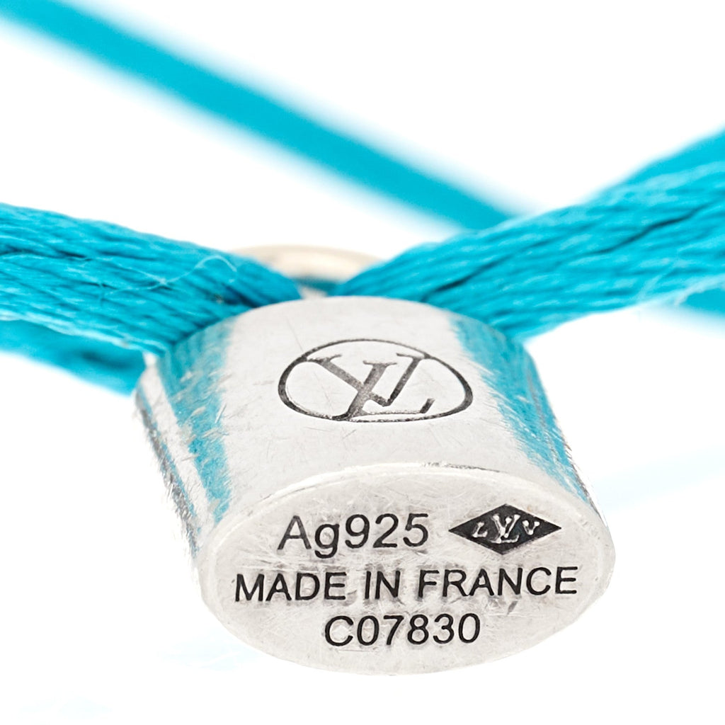 Louis Vuitton Sterling Silver Lockit Adjustable Cord Bracelet Blue