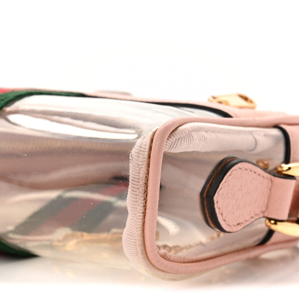 Gucci Vinyl Web Mini Ophidia Transparent Shoulder Bag Perfect Pink